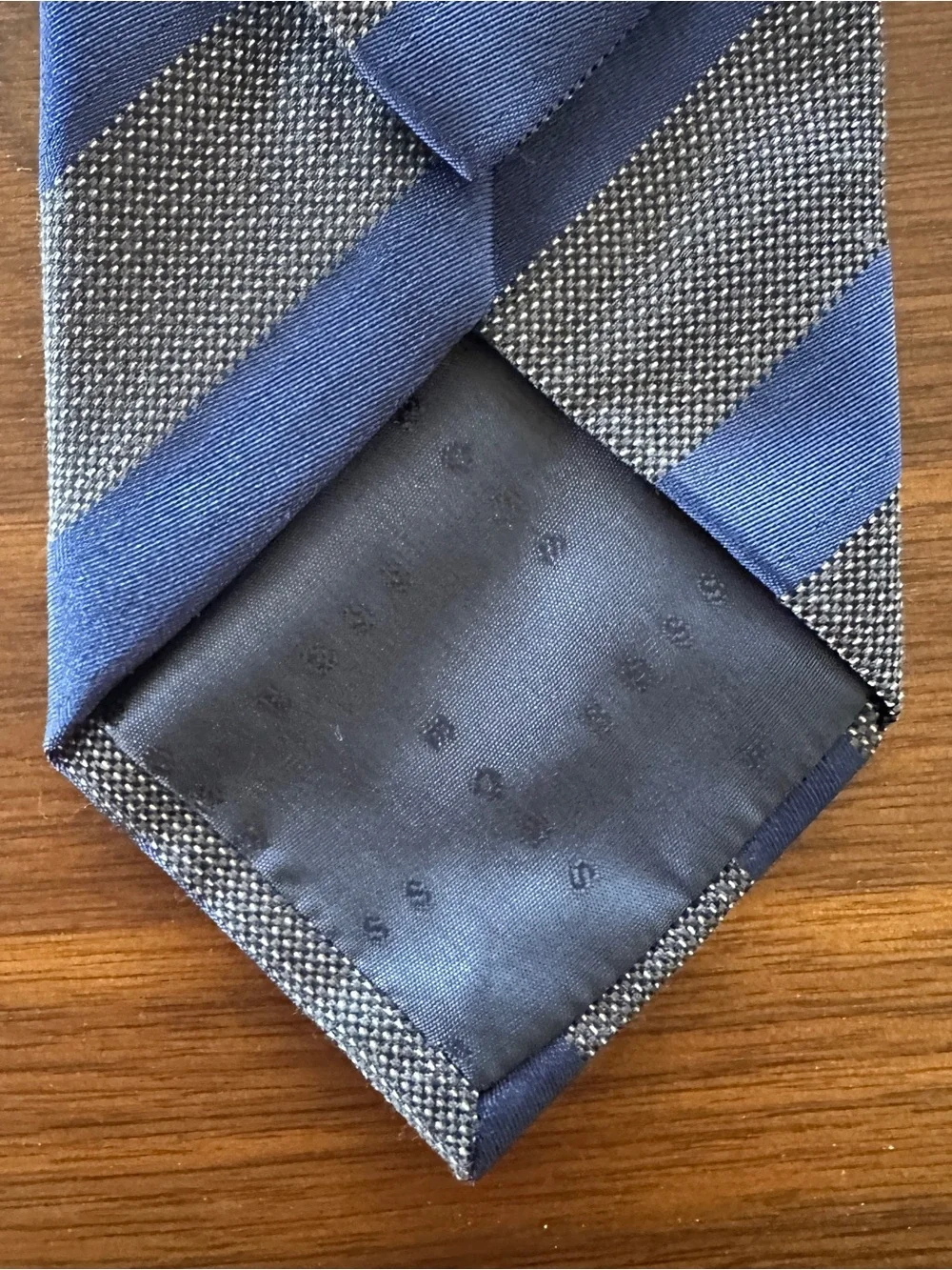 Hugo Boss Blue and Gray Diagonal Stripe Tie
